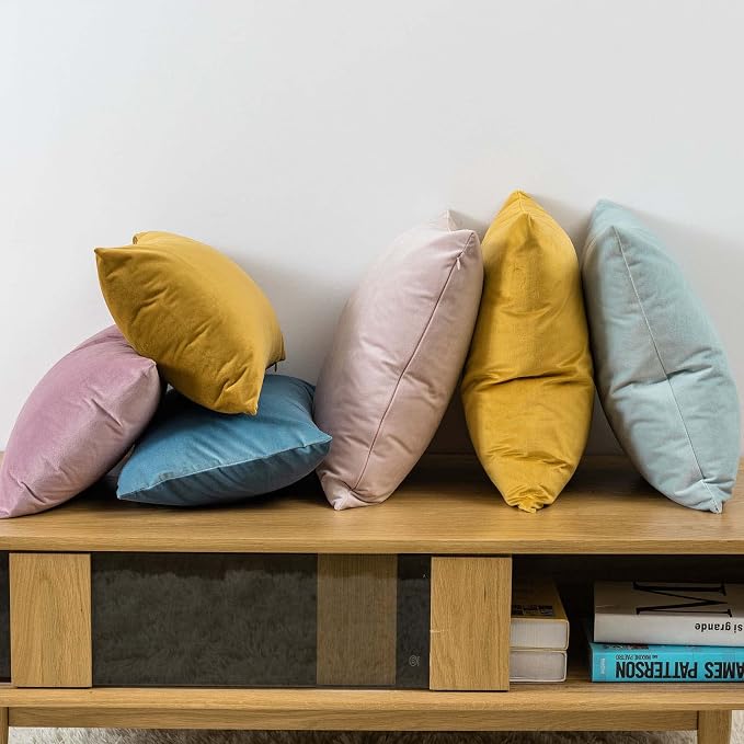 JUSPURBET 22x22 Velvet Throw Pillow Covers Set of 2 for Couch Sofa Bed,Gold | JUSPURBET Decorative Pillow Covers with Invisible Zipper for Modern Living Room Bedroom Home Decor