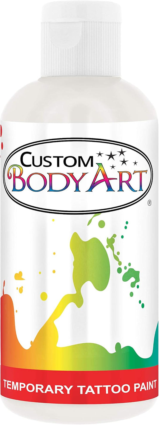 Custom Body Art White Airbrush Body Paint 8oz - Alcohol-Based, Waterproof, Body Paint for Adults, Cosplay, Temporary Tattoos