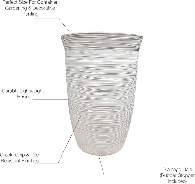 Terrence 15 Inch Resin Vase, Cement