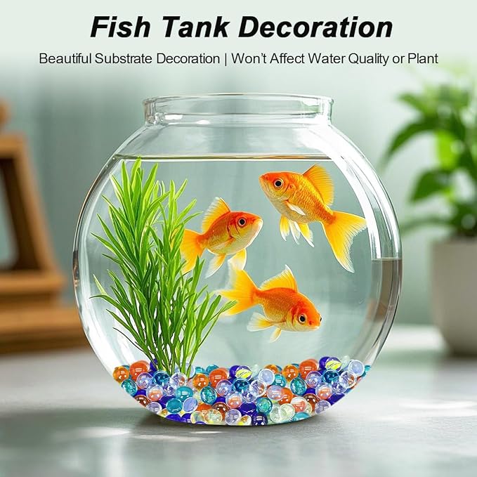 Decorative Glass Pebbles Flat Bottom Beads for Vase, Aquarium & Fish Tank | Mixed Color Glass Stones Vase Filler for Planter, Crafts, Home Art Decor (Mixed, 2 Pounds)