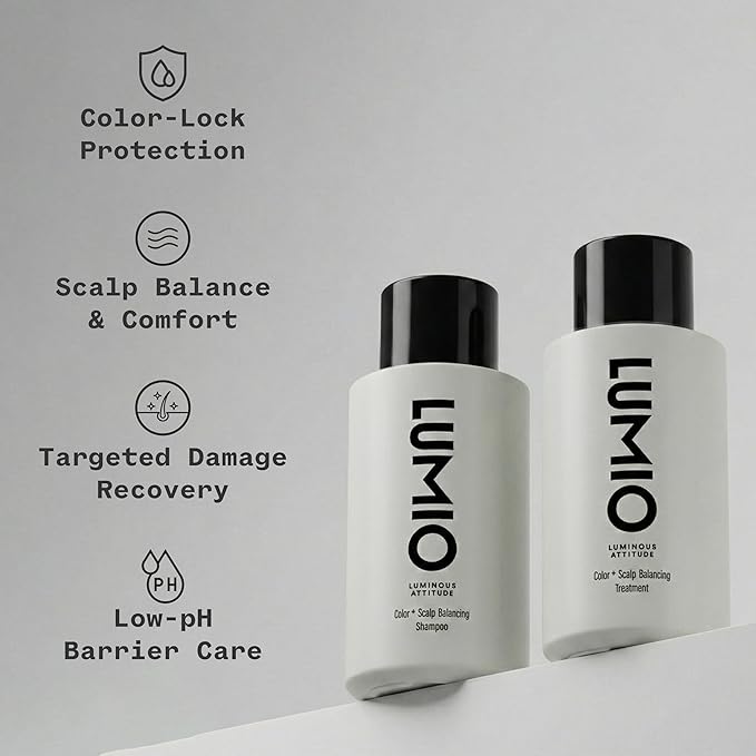 LUMIO Color+ Scalp Balancing Shampoo & Treatment Set (50 ml x 2) with Pouch | Color-Safe Scalp Care for Color-Treated & Sensitive Hair | Sulfate-Free, Low-pH, K-Beauty Salon Formula