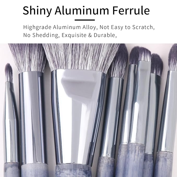 ENZO KEN Natural Purple Badger Hair Makeup Brushes Set Professional, Walnut Makeup Brush Set with Case, Cosmetic Brushes Makeup Set, Natural Makeup Brushes, Natural Bristle Makeup Brushes - ShuiMo
