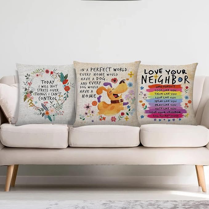 Littlefa Inspiring Gifts Cute Colour Dog Throw Pillow Cover Dog Cushion Cover Decorative Pillowcase Living Room Bedroom Decor for Girls Friends Daughter Niece Women - Dog Home