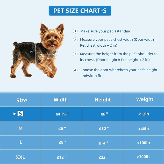 Automatic Dog Door with Doorbell Activation, 2-Flap Electronic Smart Pet Door with Anti-Pinch, No Collar Needed, Aluminum Lockable Weatherproof Telescoping Tunnel for Pets (Small, Door Mount) | No Collar Needed,Electronic Pet Door with Anti-Pinch, Alum...