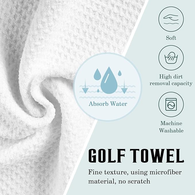 Skiing Golf Towel with Clip, Winter Snow Ski Sports Cartoon Boys Girls Skier Large Microfiber Women Men Sports Work Out Disc Golf Bag Towel for Yoga, Gym, Fitness, Swimming Towels Accessory
