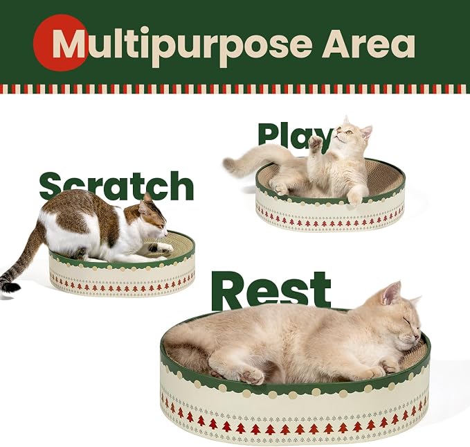 Conlun Oval Cat Scratcher Bed | Scratching Bowl Lounge for Kittens | Medium | Corrugated Cardboard Pad | Concave Shape | No Mess Enclosed Base | Serves as Couch Furniture Protector
