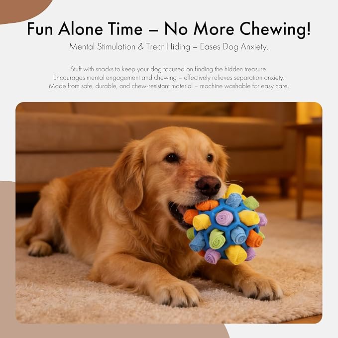 Mira's Pocket Dog Snuffle Ball Toy, Mental Stimulation Chew Toy for Dogs & Cats, 14cm Licking Mat Treat Dispensing Ball with Hollow Design, Slow Feeder for Fast Eaters (Rainbow Colors)