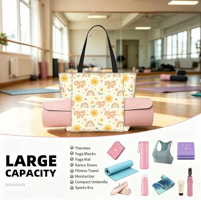 Christian Cross Jesus God Yoga Mat Bag for Women with Mats Bags Carrier Carryall Canvas Tote with Zipper Pocket, Polyester Gym Bag for Yoga Pilates Beach Travel Fitness Workout Gifts for Yoga Lovers