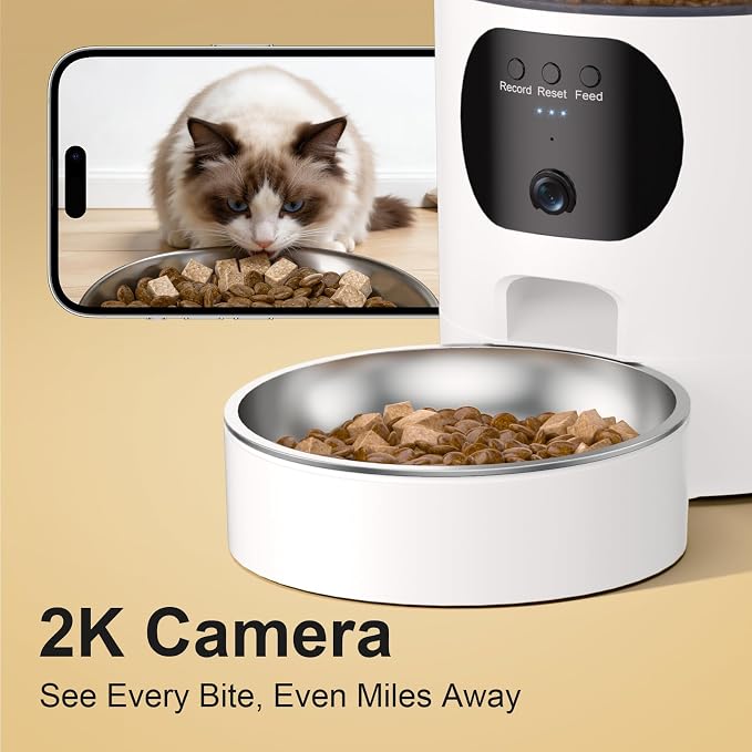 Automatic Cat Feeder with 2K Camera, 6.5L Smart App Control 5G/2.4WiFi