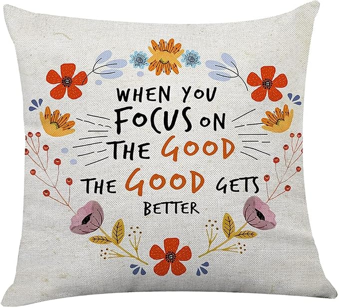 Littlefa Inspiring Gifts Cute Colour Retro Flower Throw Pillow Cover Retro Flower Cushion Cover Decorative Pillowcase Living Room Bedroom Decor for Girls Friends Daughter Niece Women - When You Focus