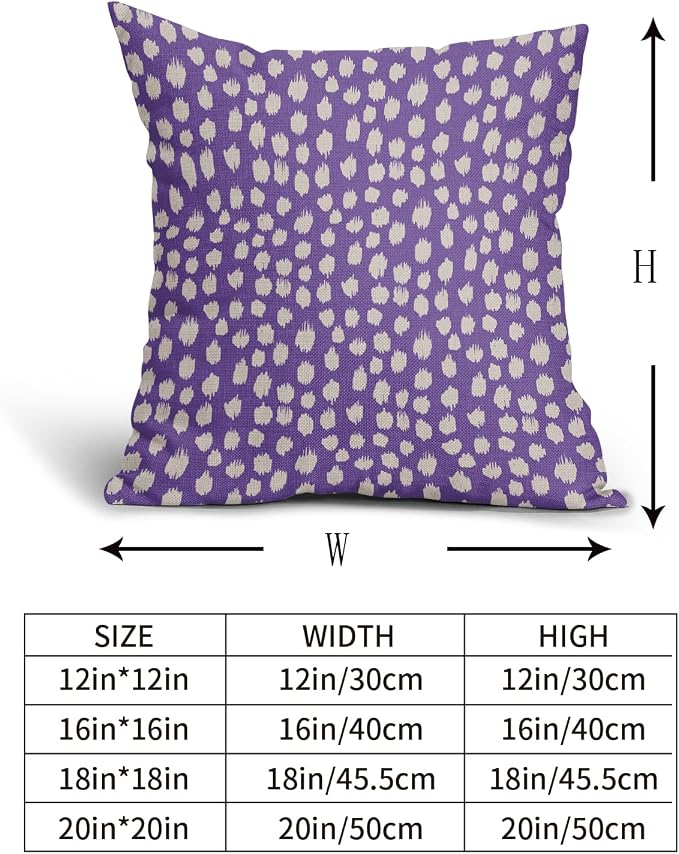 Purple Cream Pillow Covers 22x22 Set of 2 Boho Design Polka Dot Throw Pillows Modern Brush Strokes Print Decorative Outdoor Pillowcase Square Cushion Cover Linen Pillow Case for Home Sofa Couch Bed