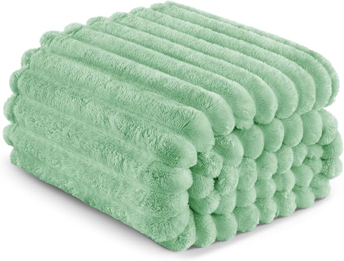 Exclusivo Mezcla Striped Queen Size Fleece Blanket for Bed, Couch, 90"x90" | Soft Breathable Cozy Bed Blankets, Lightweight Plush Fluffy Fuzzy Jacquard Decorative Blankets