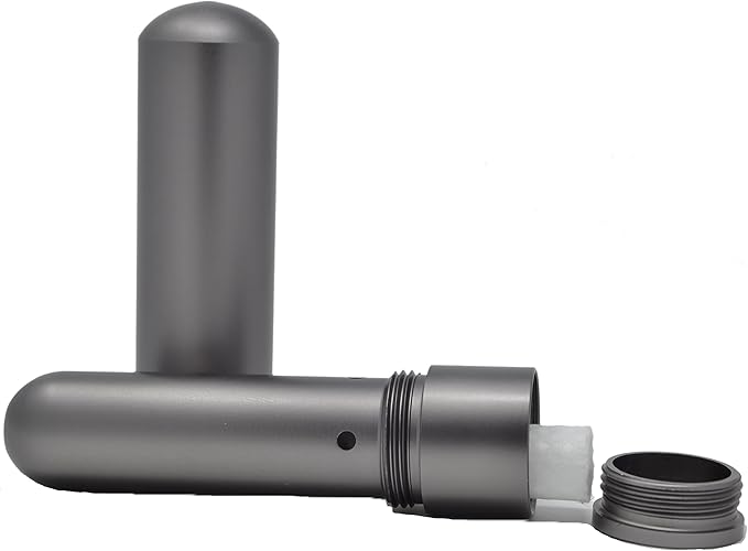 Prime Natural Essential Oil Aluminum Alloy Premium Blank Nasal Inhaler - Refillable Aluminum Empty Metal Inhaler - Space Gray Color - Comes with 5 Cotton Wicks - For Aromatherapy
