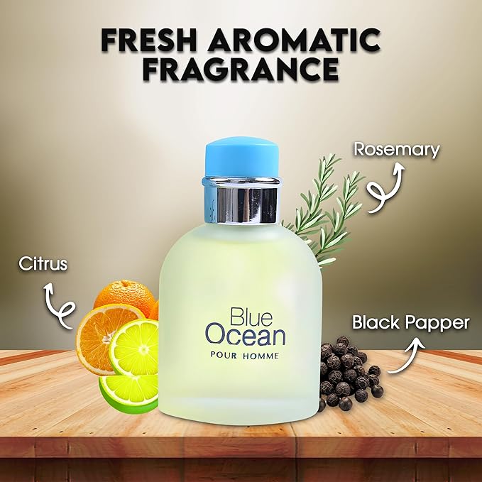 A CENTER Men's Cologne Gift Set Include Blue Ocean,Cool Ocean,Amazing Code & Invincible - 3.4 Fl Oz Each | Vanilla Bourbon, Leather & Amber Floral Fragrance | Luxury Eau de Toilette
