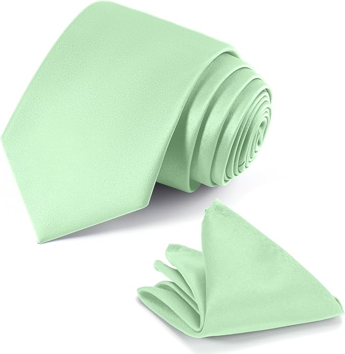 Black Tie Set in Gift Box Mens Solid Color 3.15" (8CM) Black Necktie and Pocket Square Set