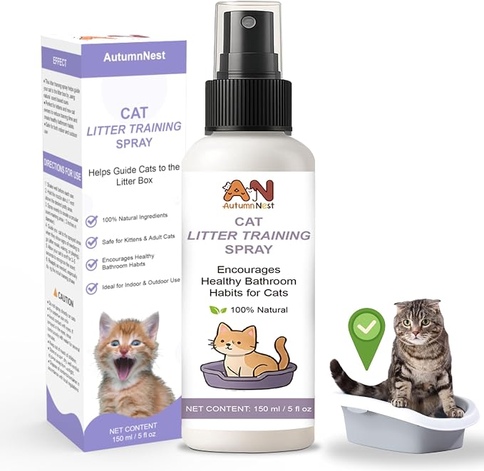 Cat Litter Training Spray, 150ml Litter Box Attractant for Cats & Kittens | Natural attractant helps guide cats and kittens to the litter box for easier training, retraining, and new-home transitions.