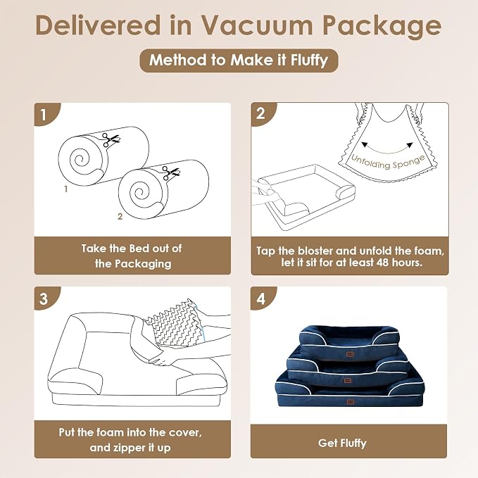 EHEYCIGA Orthopedic Dog Bed Medium Size Dog, Waterproof Washable Pet Beds | Non-Slip Bottom and Egg-Crate Memory Foam Dog Couch Bed with Washable Removable Cover, Navy