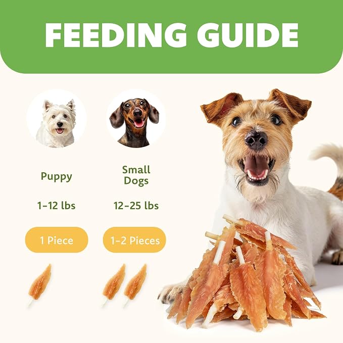 MON2SUN Dog Treats, 4–4.5 Inch Chicken Wrapped Triangle Rawhide Sticks | 18.34 oz, 40 Count, High Protein, Easy-to-Hold Design, For Puppies & Small Dogs, Daily Rewards