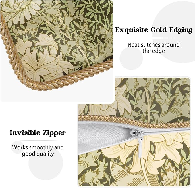 KSLIDS Vintage Green Flowers Soft Velvet Throw Pillow Covers Set of 2 Floral Plant Leaves Decorative Pillow Covers 16x16 Inch Chinoiserie Retro Pillow Case for Sofa Couch Bedroom Farmhouse Home Decor