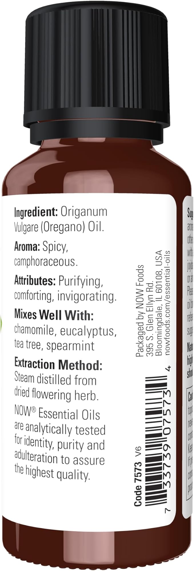 NOW Essential Oils, Oregano Oil, Comforting Aromatherapy Scent, Steam Distilled, 100% Pure, Vegan, Child Resistant Cap, 1-Ounce