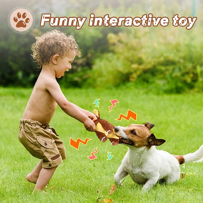 Letsmeet Dog Toys Durable Squeaky Plush Dog Toy for Puppy Teething Dog Chew Toys for Small, Middle, Large Dogs