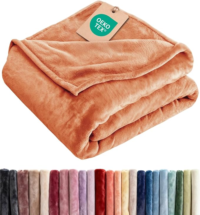 Fleece Blanket King Size - Ultra-Soft Flannel Fleece Blanket - Peach Fuzz | Soft, Warm, Outdoor Picnic Blanket for Camping, Travel, Lightweight, Cozy, Anti-Static, Home Decor Gifts for Men & Women