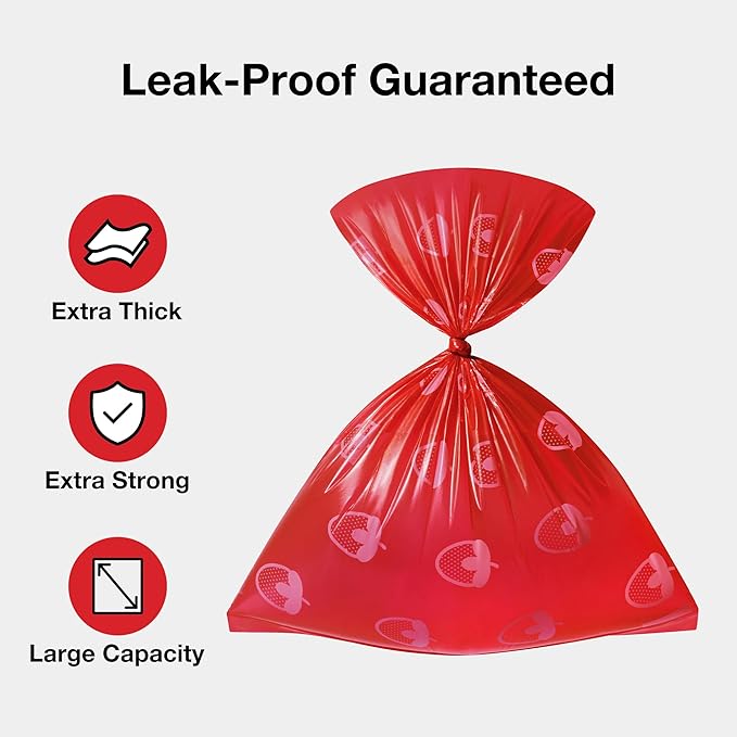 VETRESKA Dog Poop Bag Dispenser with Strawberry Scented Bags, 105 Counts | Leak Proof and Extra Thick Pet Waste Bags, 1 Poop Bag Holder and 7 Rolls for Dog Walking and Cats Litter
