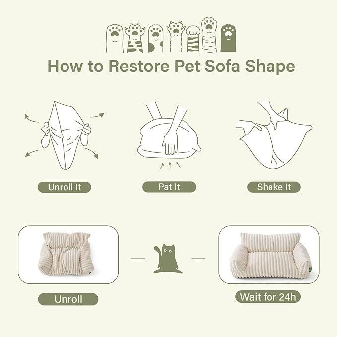 Cute Couch Bed for Pets, Supportive Cat Sofa for Indoor Cats, Large Dog Sofa Bed for Large Dogs, Grey, 36 inches