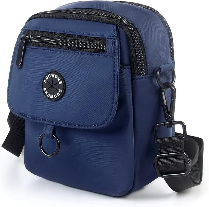 Dog Walking Bag Crossbody Waterproof & Lightweight Treat Pouch for Pet Training, Puppy Treat Tote, Dog Mom Purse (Navy Blue 1.0)