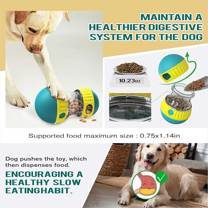 BSISUERM Dog Treat Dispensing Puzzle Toy Adjustable Food Dispenser Slow Feeder Pet Interactive Chase Toy Dog Enrichment Ball for Medium Large Dogs to Keep Them Busy, Extra Large