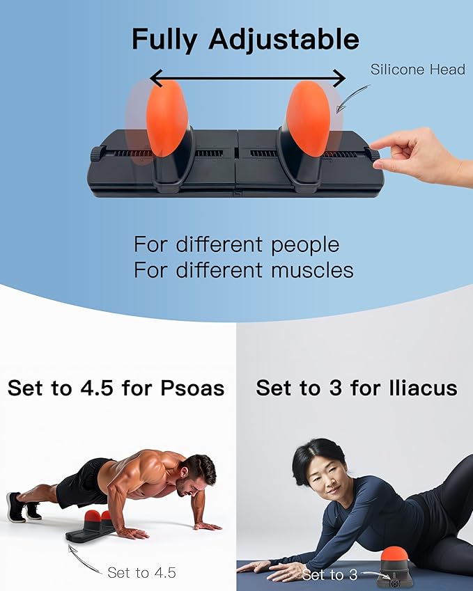 Psoas Muscle Release and Deep Tissue Adjustable Massage Tool for Back, QL, Hip Flexor, Hamstring, Glute, Iliacus, and Neck Pain - Trigger Point and Myofascial Release Tool