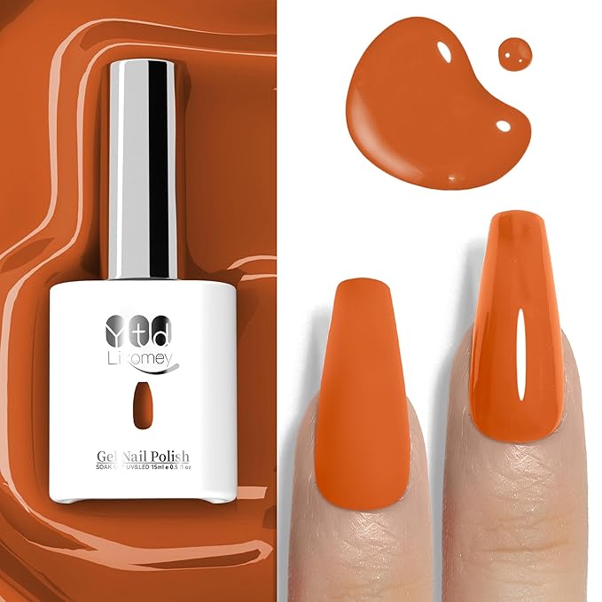 YTD Likomey Pumpkin Orange Gel Nail Polish,15ml Salon Home DIY Manicure and Pedicure Fall Winter UV Color Varnish,CS467