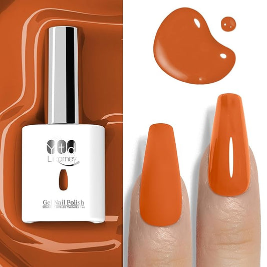 YTD Likomey Pumpkin Orange Gel Nail Polish,15ml Salon Home DIY Manicure and Pedicure Fall Winter UV Color Varnish,CS467