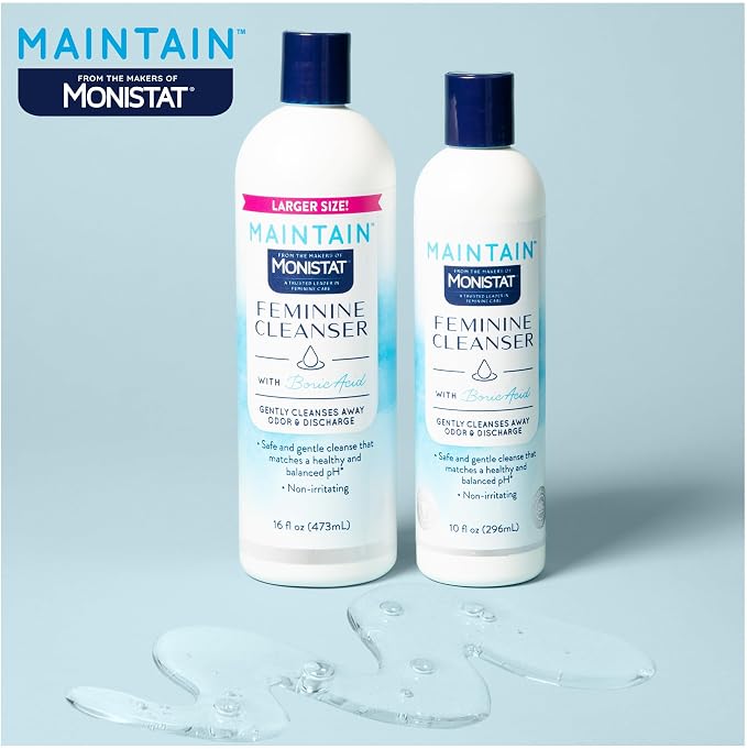 Monistat Boric Acid Feminine Wash, Fragrance-Free Intimate Wash for Women with Gentle pH-Balanced Formula, 10 Fl Oz (Pack of 2)