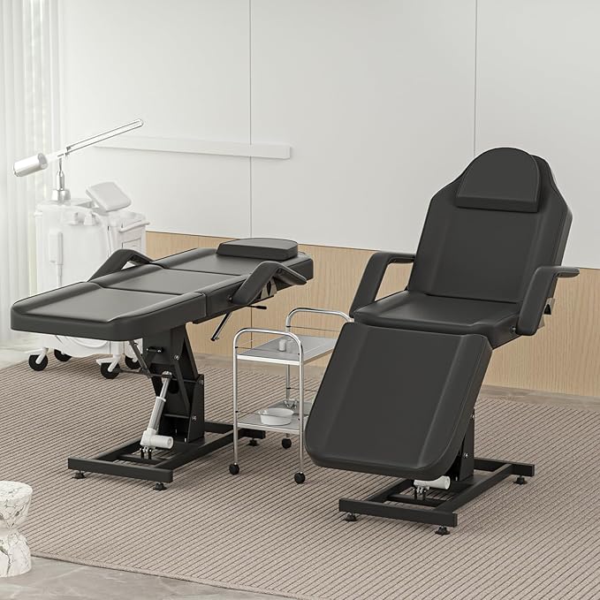 Electric Tattoo Bed Chair for Client Height Adjustable Facial Chairs for Esthetician Beds w/Headrest Massage Table