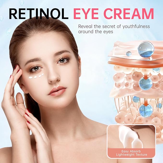 Instant Reduction of Eye Bags-Retinol Eye Cream Dark circles,Relieves Dark Circles And Puffiness, Youth Eye Cream: Smooth Wrinkles,Hydrating, Tightens The Delicate Skin Under The Eyes 0.7 OZ -U