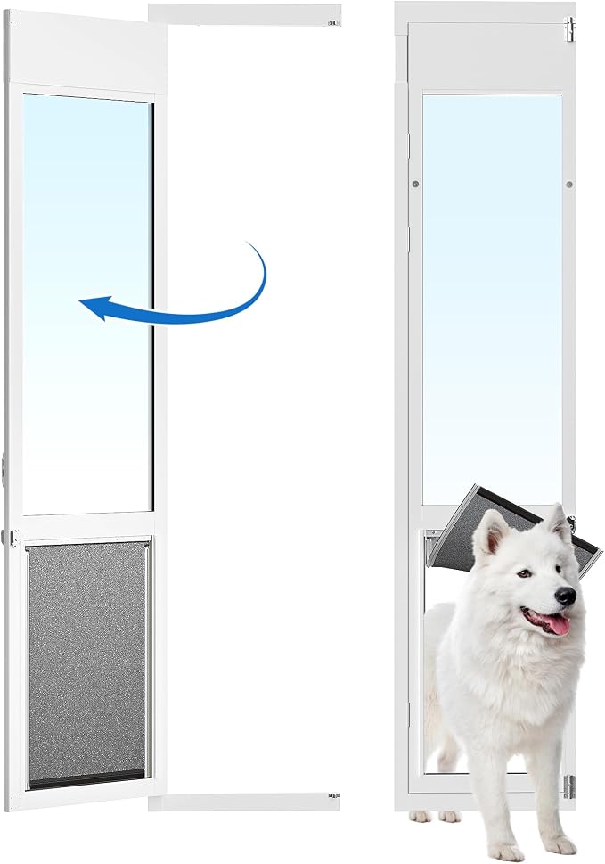 XLarge Dog Door for Sliding Glass Door,Openable Pet Door for Sliding Glass Doors，All-Metal Framed & Panel & Lock,Adjustable 75 7/8" to 81" Slider Height -Extra Large