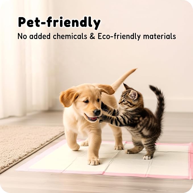 MoMoCo 23x23 Pink Puppy Pads 100ct, 6-Layer Dog Pee Pads for Small Dogs