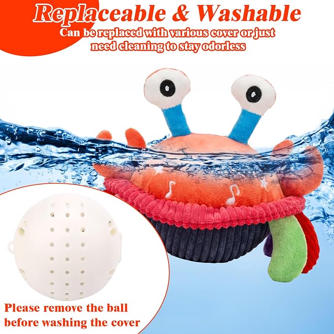 Mity rain Interactive Dog Toys with Thicken Plush, Moving Dog Toy | with Recording Mode Shaking & Singing Mode Bouncing, Funny Ball Jumping to Keep Them Busy & Chase, Rechargeable (Crab)