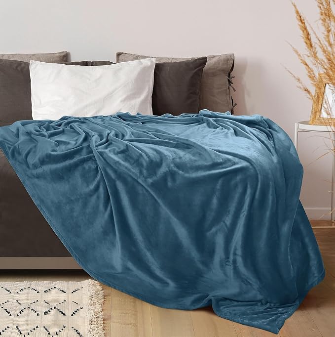 Utopia Bedding Soft Fleece Bed Blanket Twin Size Stone Blue (60x80 Inch) | Microfiber Plush Warm Lightweight Breathable Cozy Blanket Anti-Static, All Season Use, Gift for Women and Men