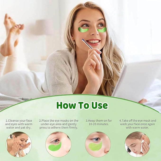 Under Eye Patches for Puffy Eyes and Dark Circles – 60 PCS Aloe Vera Under Eye Mask with Pure Natural Extracts to Combat Puffiness, Fine Lines, Wrinkles, and Bags, Parches Para Ojeras Y Bolsas