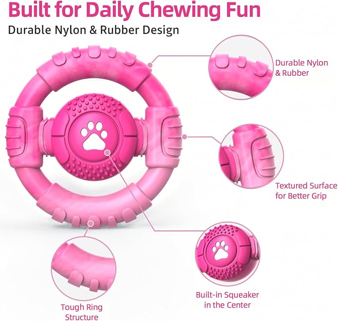 Pamlulu Tough Dog Toys for Aggressive Chewers, Indestructible Dog Toy for Large Dogs, Nylon Chew Toys for Medium Large Breed, Interactive Dog Toys to Keep Them Busy, Dog Birthday