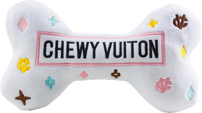Haute Diggity Dog Chewy Vuiton Bone Plush Dog Toy, Designer Parody Toy