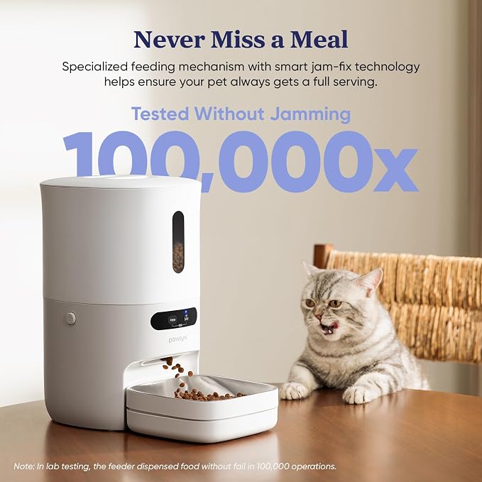 Automatic Cat Feeder, WiFi & Smart Scale, Remote Feeding | Tracks Pet's Food Intake, 3.6L Timed Food Dispenser, Up to 10 Meals Per Day, Dual Power Supply, Stainless Steel Bowl