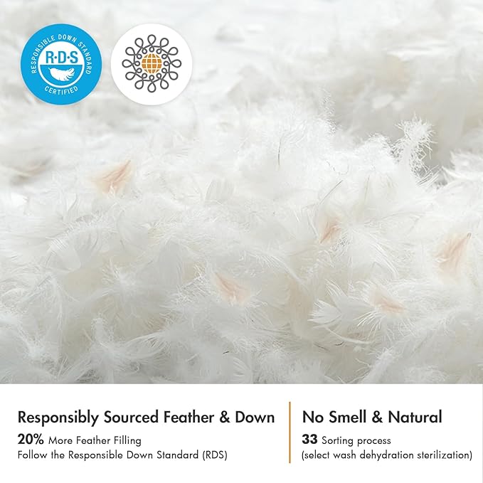 MIULEE 14x22 Pillow Inserts, Set of 2 Feather Down Throw Pillows | Choppable and No Smell, Double-Layer Down-Proof Cotton Cover, Decorative Pillows for Couch Sofa and Bed
