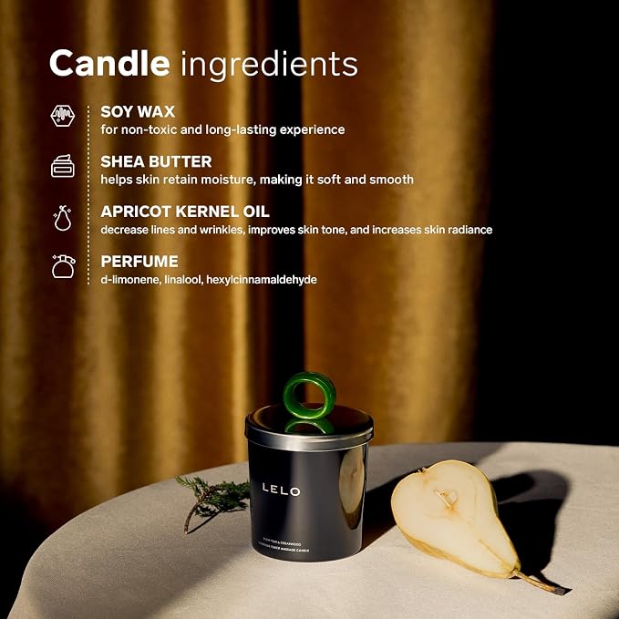 LELO Flickering Touch Massage Candle, Melts into Massage Oil, Scented Candle Body Massage Oil, Luxury Skin Treatment, Snow Pear & Cedarwood Scent (Pack of 2)