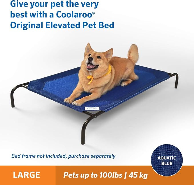 The Original Coolaroo Elevated Pet Bed Replacement Cover, Large, Aquatic Blue