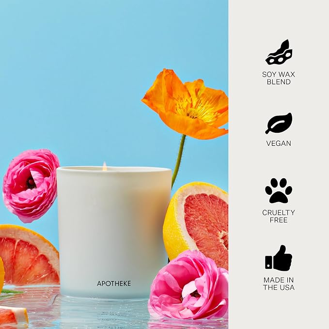 Apotheke Signature Scented Candles for Home, Sea Salt Grapefruit - 10.5 oz - Soy Wax, Non Toxic, Large Jar White - Luxury Candle Gifts for Women & Men - Pepper, Dew Drops, and Tarragon