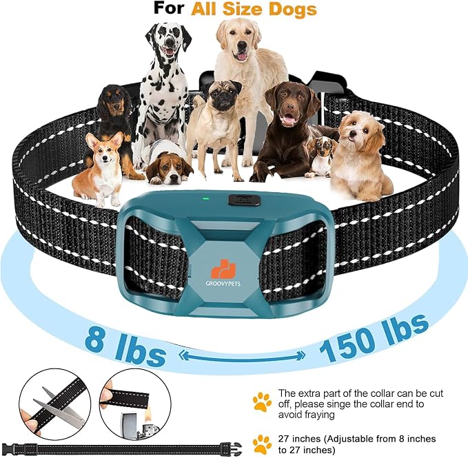 Dog Training Collar with Ultrasonic Bark Deterrent, 1000 Yards Remote with Full Color LCD Display, 4 Effective Training Modes, Waterproof E-Collar Receiver, Fits 10-150 lbs Dogs