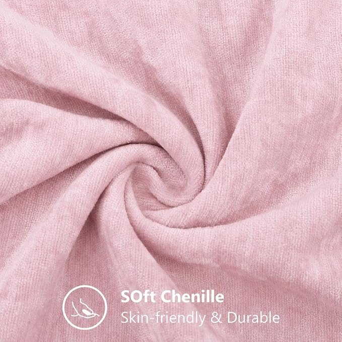 decorUhome Soft Chenille Blush Pink Throw Pillow Covers 24X24 Set of 2 | Decorative Fall Couch Pillow Covers Solid Dyed Accent Modern Euro Sham Farmhouse Neutral Square Pillow Cases for Sofa
